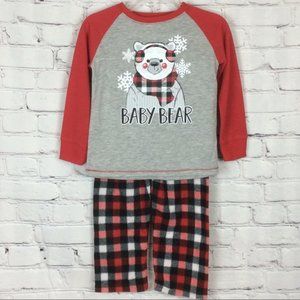 Baby Bear Buffalo Plaid Pajama Set Fleece Pants